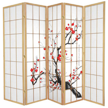 5 Panel Cherry Blossom Room Divider Screen